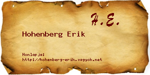 Hohenberg Erik névjegykártya